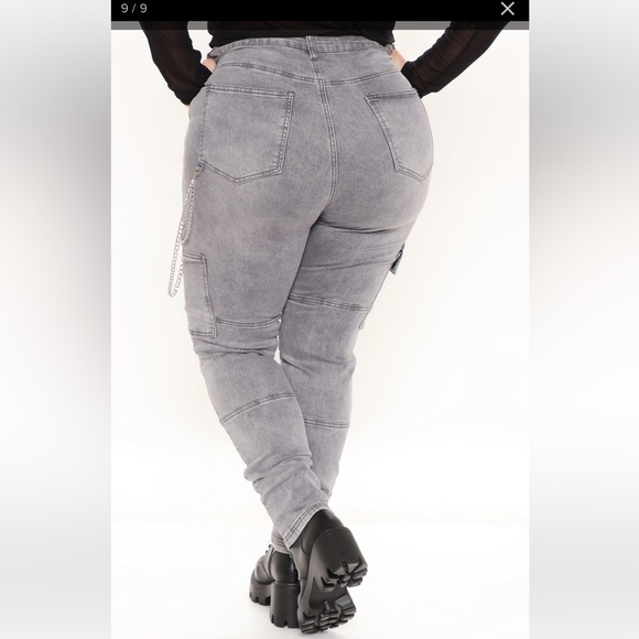 FASHION NOVA Off The Chain Cargo Jeans - Grey - Picture 10 of 10